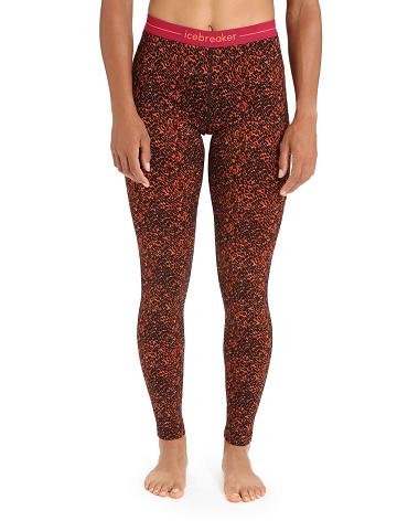 Women's Icebreaker Merino 200 Oasis Leggings Lichen Base Layers Black / Cherry | CA 1105EBCX